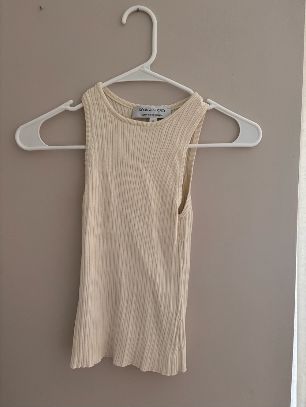 SOLID & STRIPED Cream Ribbed Tank Top
